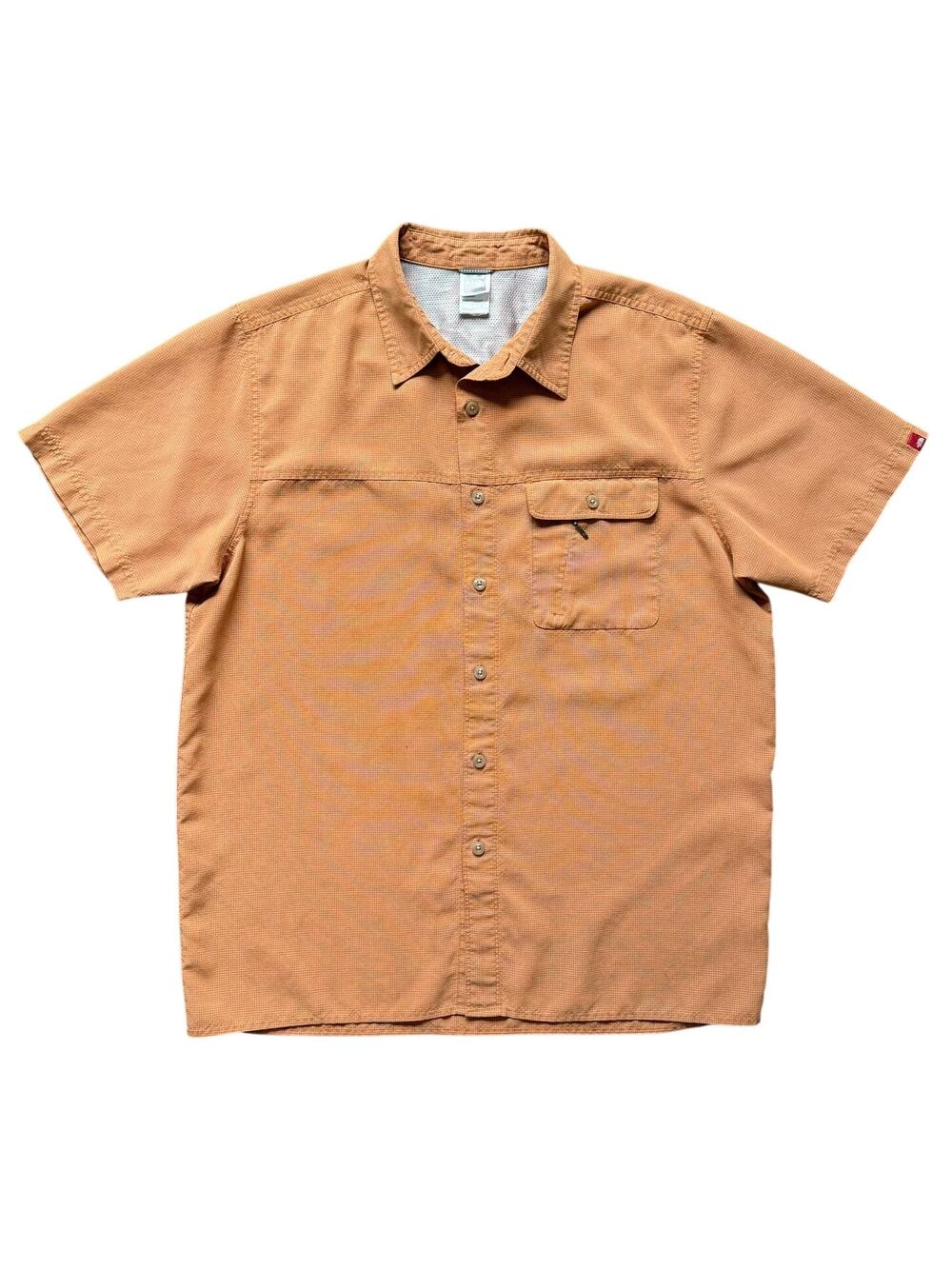 The North Face Orange Modal Button Shirt Mesh Lining Hiking Outdoors Gorpcore